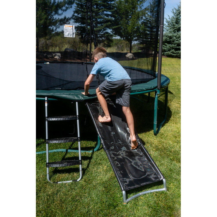 Trampoline and outlet slide